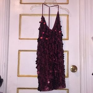 Burgundy Sequin Loose Dress Size Small